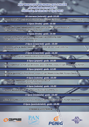 Plakat XXXI Warsztatów Lato z Helem - harmonogram wykładów
